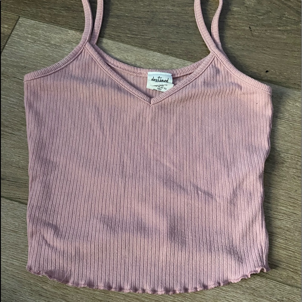 Lettuce trim pink tank top